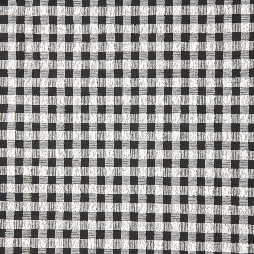 BLACK | 26395 - SCRUNCH CHECK SEERSUCKER - Zelouf Fabrics