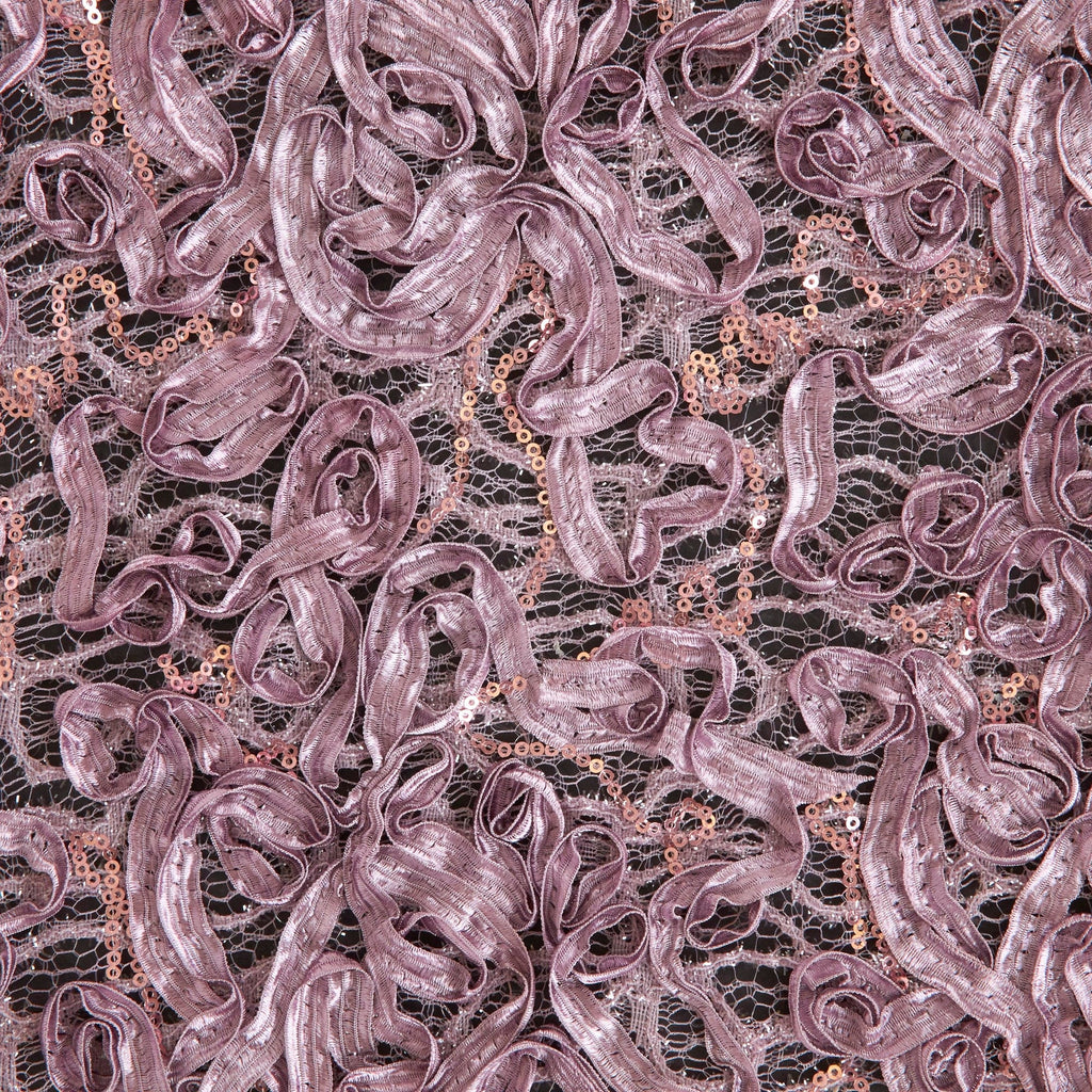 JANET RIBBON SOUTACHE LACE MESH  | 26263 PERFECT MAUVE - Zelouf Fabrics