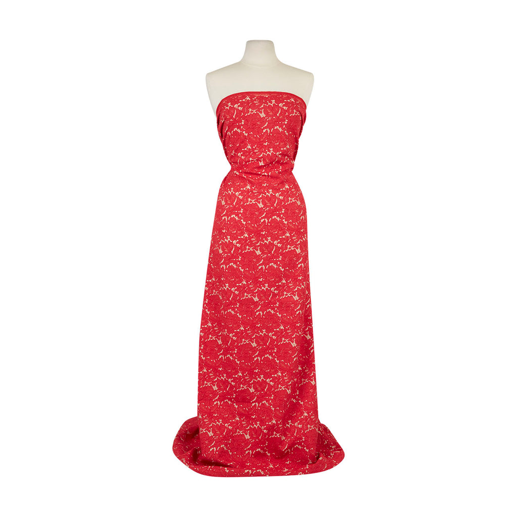 MODERN RED | 24122-BONDED - EVERLY CORDING FLORAL LACE BONDED - Zelouf Fabrics