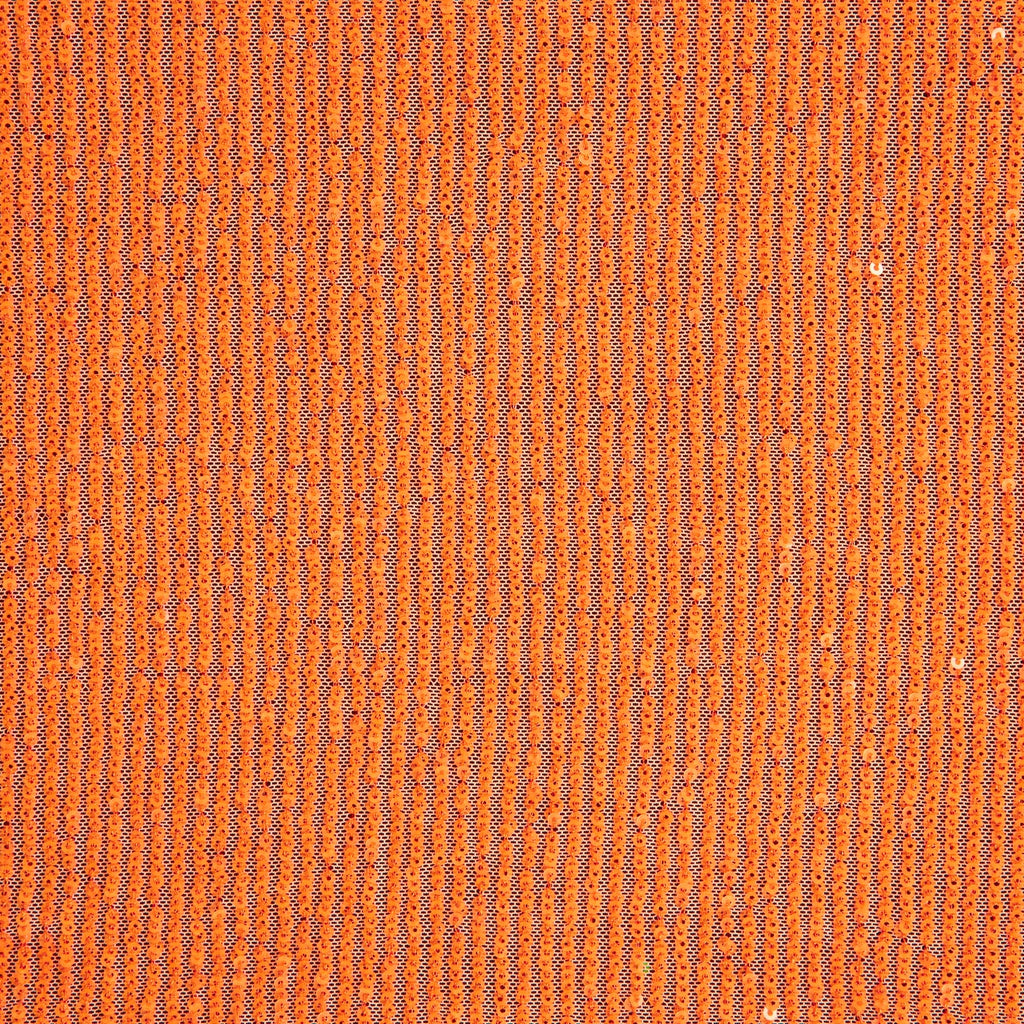TANGERINE | 25525-NEON - ARIEL LINE NEON SEQUIN STRETCH MESH - Zelouf Fabrics