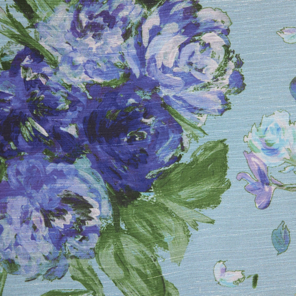 447 BLUE NAVY GREEN | P0097-4612 - P0097 PRINT ON YORYU W/EVEN SILVER LUREX - Zelouf Fabrics