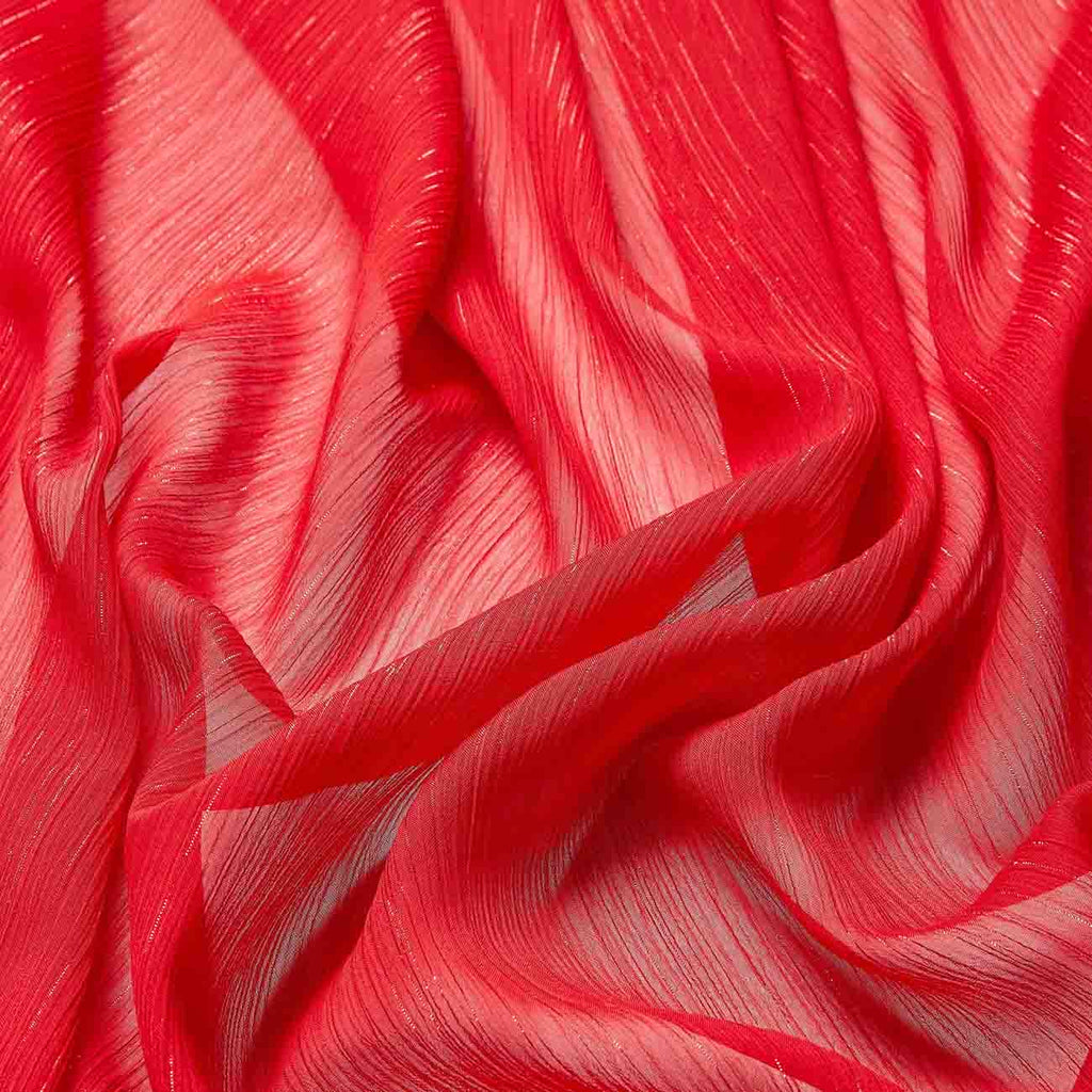VERIGATED STRIPE CHIFFON| 4346 RED - Zelouf Fabrics