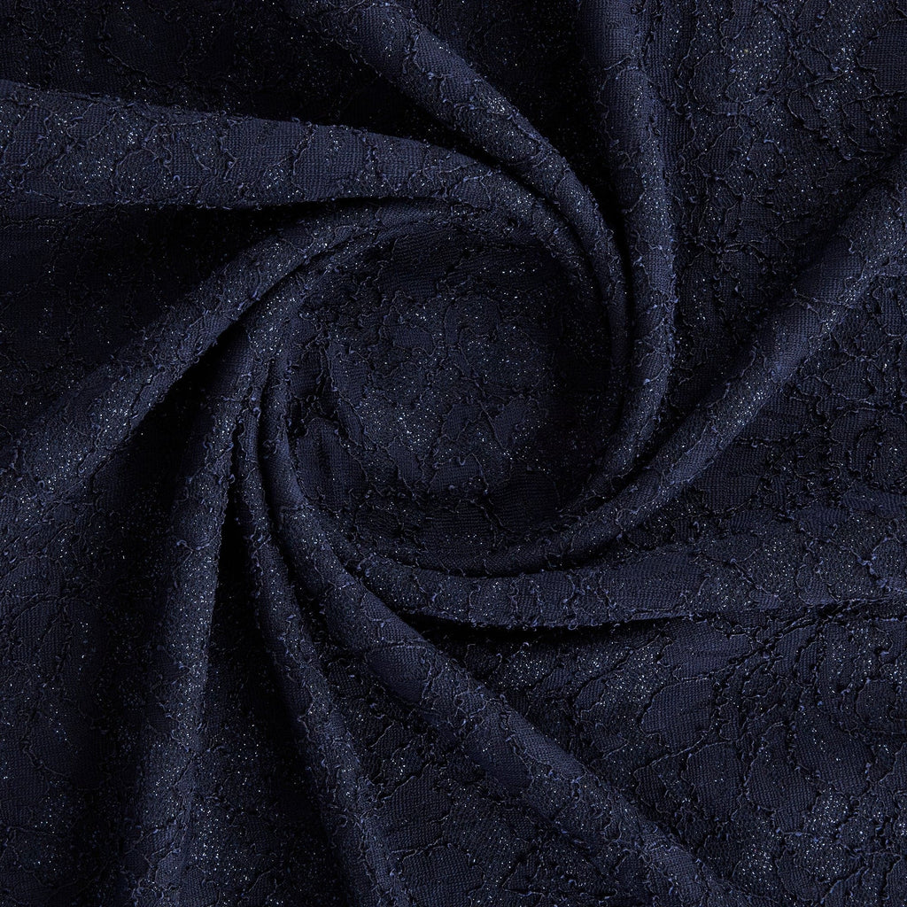 KILO GLITTER FLORAL LACE BONDED JERSEY  | 24387 NAVY/NAVY - Zelouf Fabrics