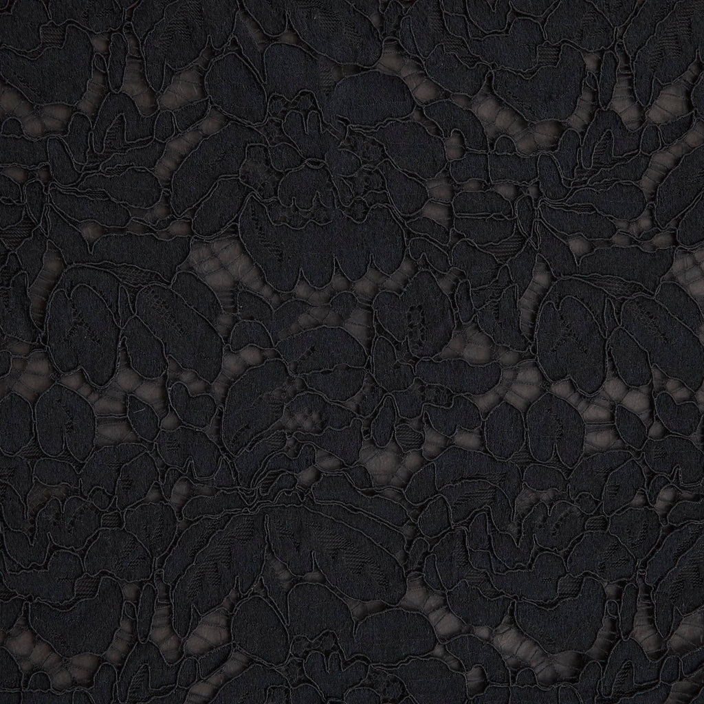 BLACK | 24122 - EVERLY CORDING FLORAL LACE - Zelouf Fabrics