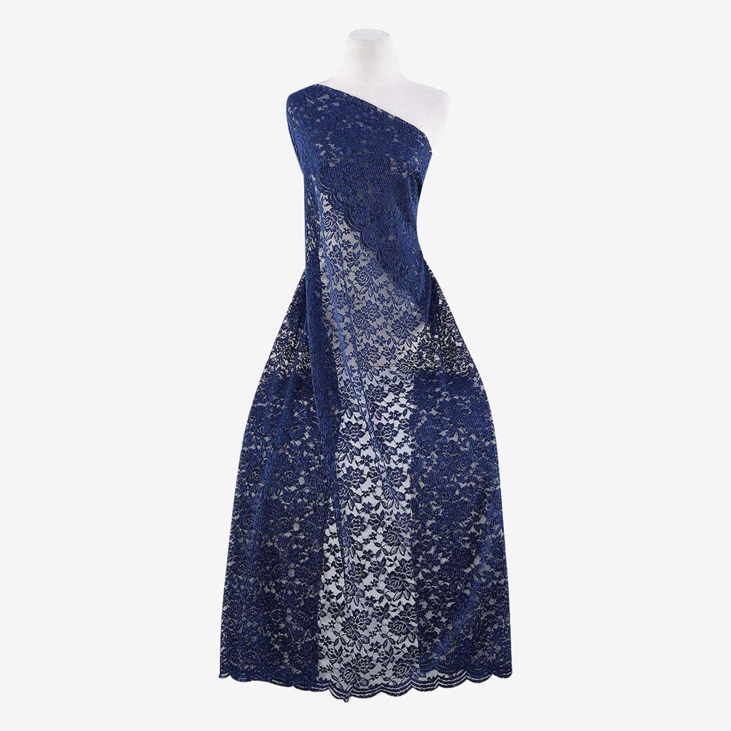 NAVY | 4428 - SCALLOP FLORAL LACE - Zelouf Fabrics