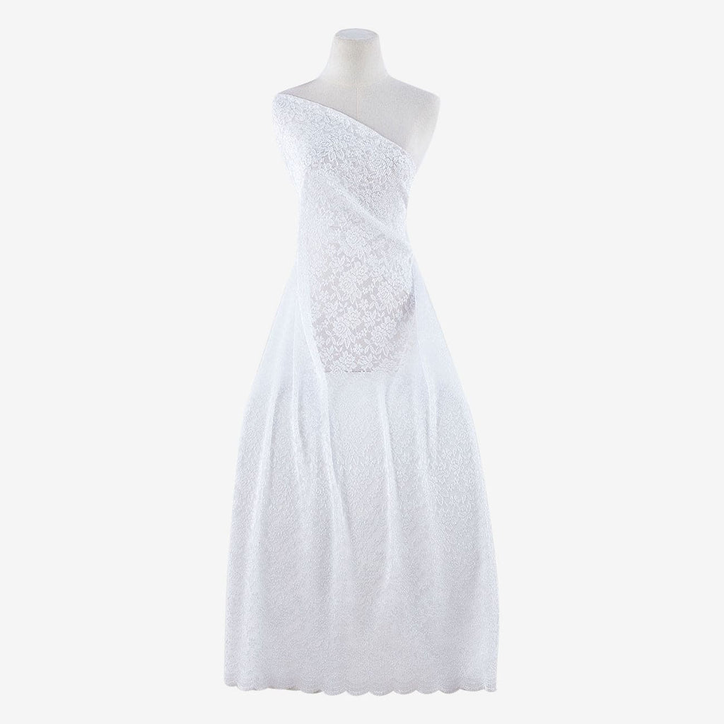 WHITE | 4428 - SCALLOP FLORAL LACE - Zelouf Fabrics