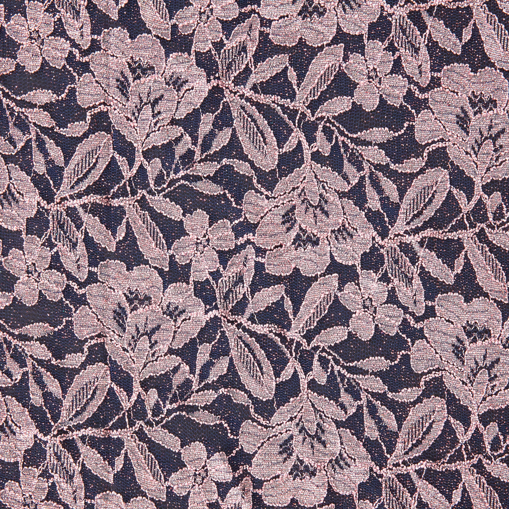 NAVY/ROSE | 25423-GLITTER - OLIVIA FLORAL GLITTER LACE - Zelouf Fabrics