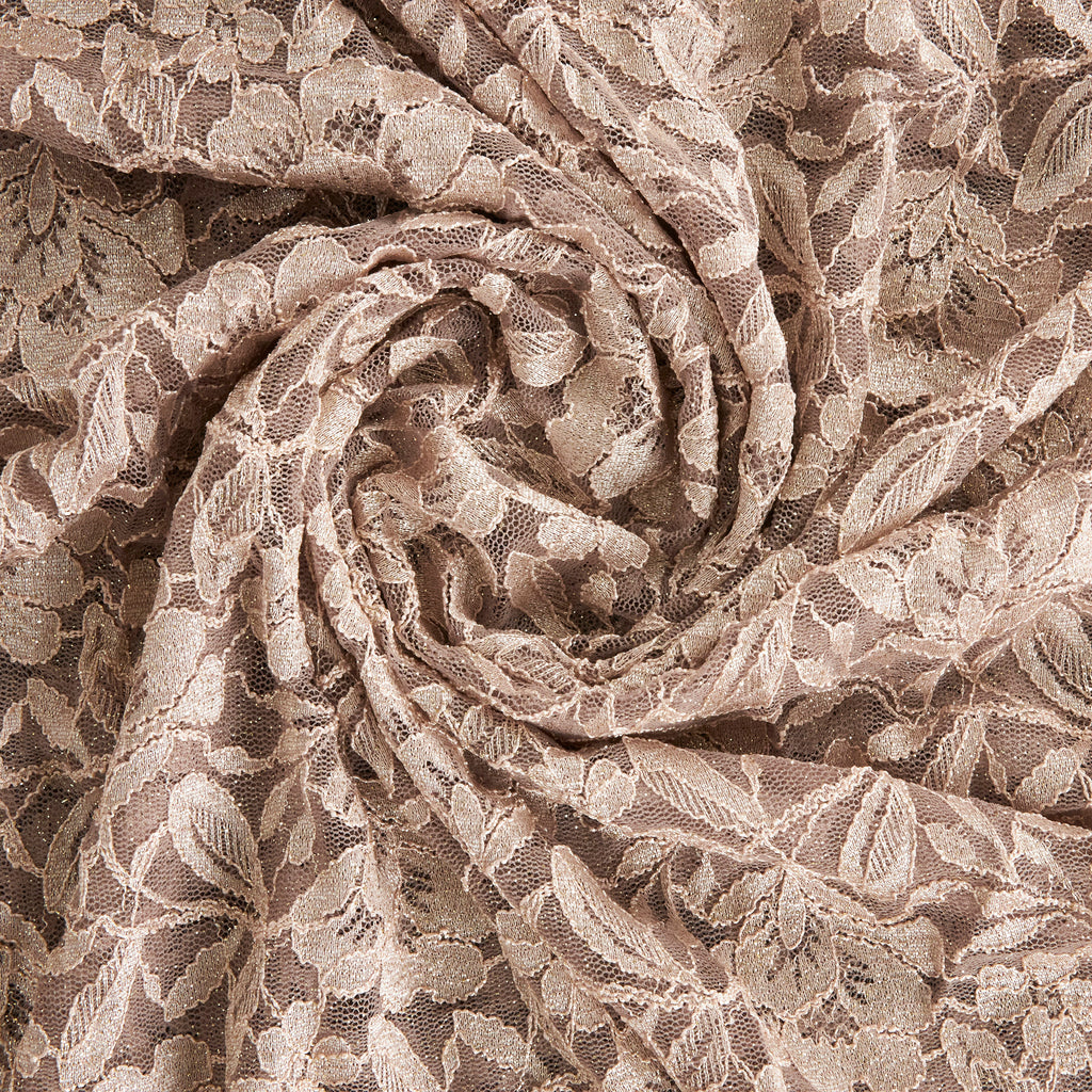 MOCHA/BLUSH | 25423-GLITTER - OLIVIA FLORAL GLITTER LACE - Zelouf Fabrics