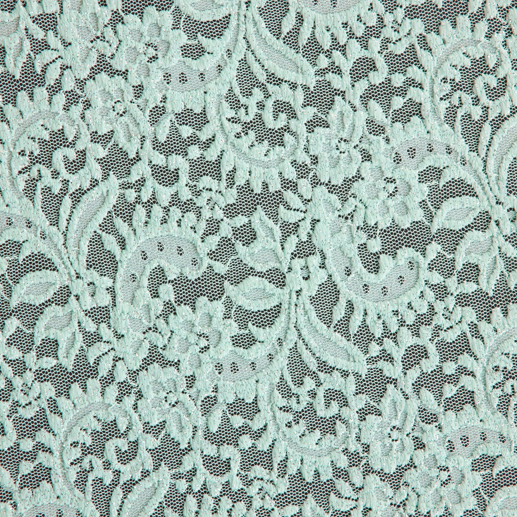 DELICATE AQUA | 24396-GLITTER - DALLI FLORAL GLITTER LACE - Zelouf Fabrics