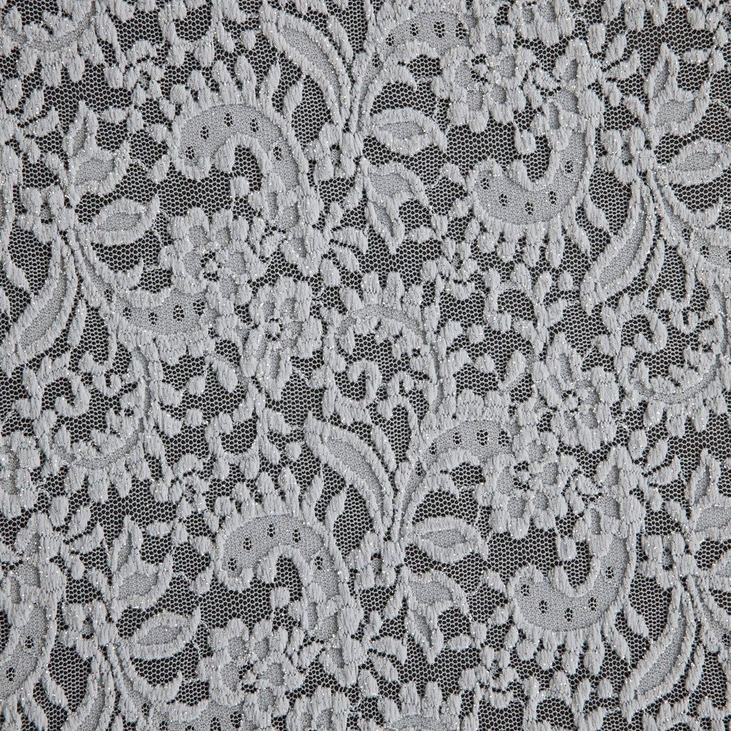 PERFECT SILVER | 24396-GLITTER - DALLI FLORAL GLITTER LACE - Zelouf Fabrics