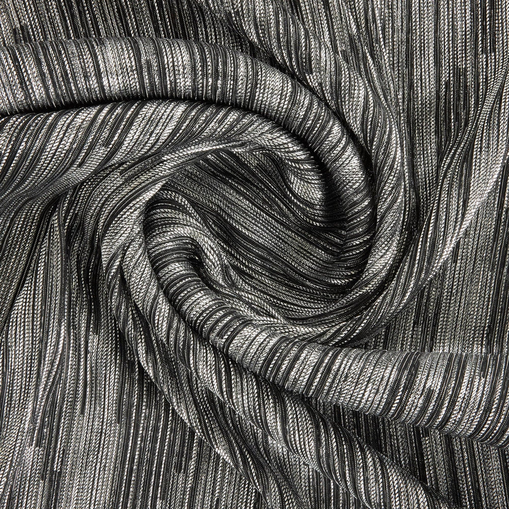 BLACK/SILVER | 25733 - GISELLA FOIL PRINT LUREX TEXTURE KNIT - Zelouf Fabrics