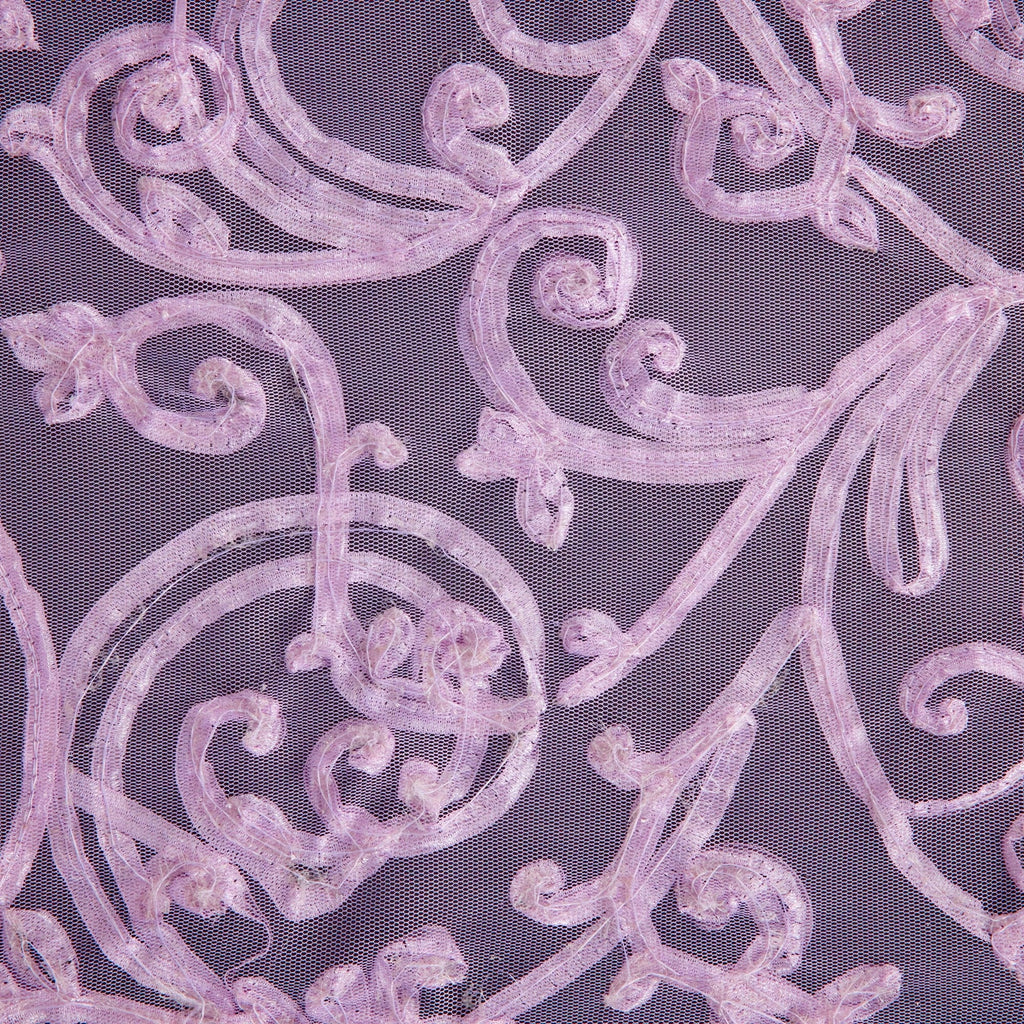 PRIME RIBBON EMBROIDERY ON MESH  | 23917 DELICATE LILAC - Zelouf Fabrics