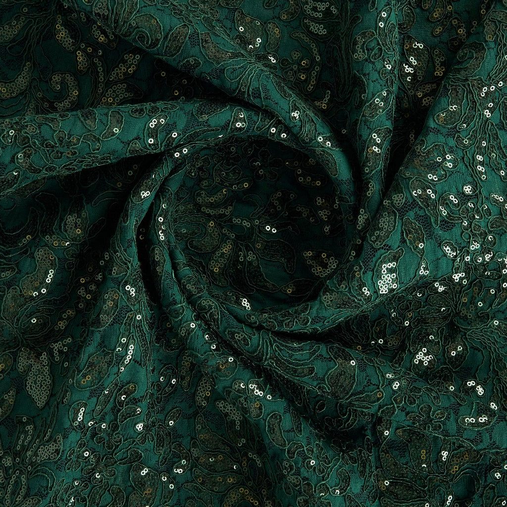 JOANNA CORDED EMBROIDERY LACE MESH  | 25921 HUNTER - Zelouf Fabrics