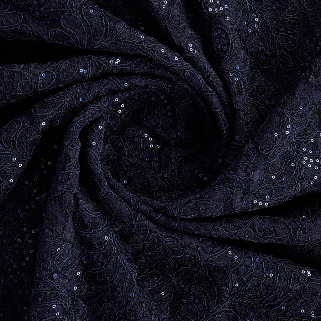 PERFECT NAVY | 26388 - BIANCA CORDED EMBROIDERY LACE MESH - Zelouf Fabrics