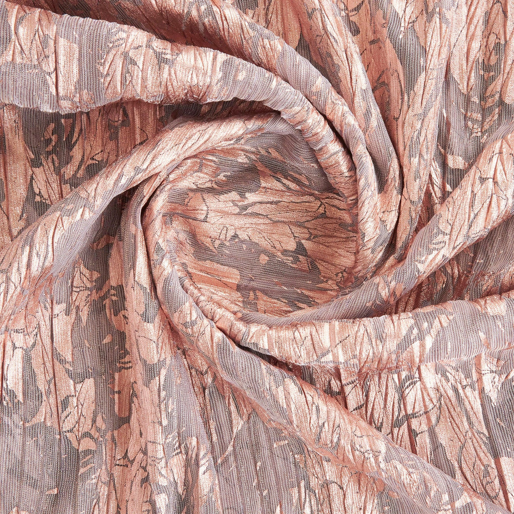 ANSEL FOIL PLEATED LUREX MESH  | 26372 LILAC/ROSEGOLD - Zelouf Fabrics