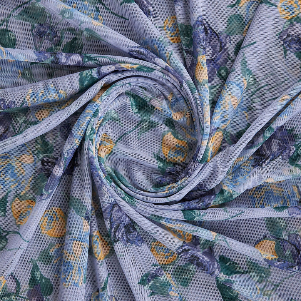 445 BLUE/TEAL/YELLOW | P0102-1047DP - P0102 PRINT POWER MESH - Zelouf Fabrics