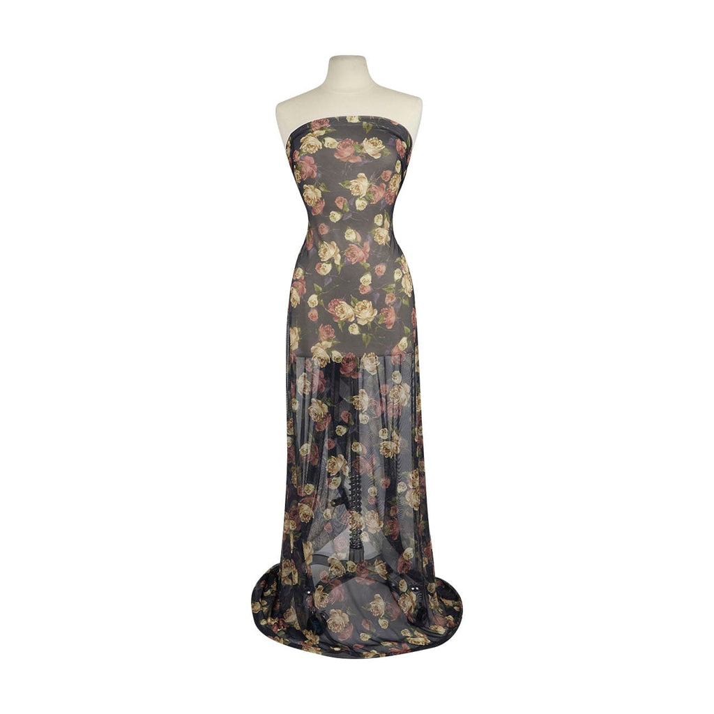 357 NAVY/GOLD/IVORY | P0102-1047DP - P0102 PRINT POWER MESH - Zelouf Fabrics