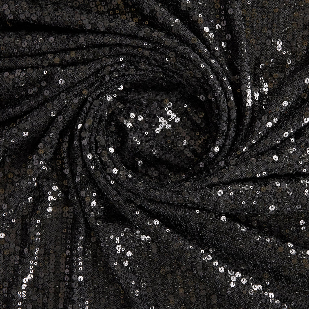 MYRNA SEQUIN STRETCH MESH  | 26412 BLACK - Zelouf Fabrics
