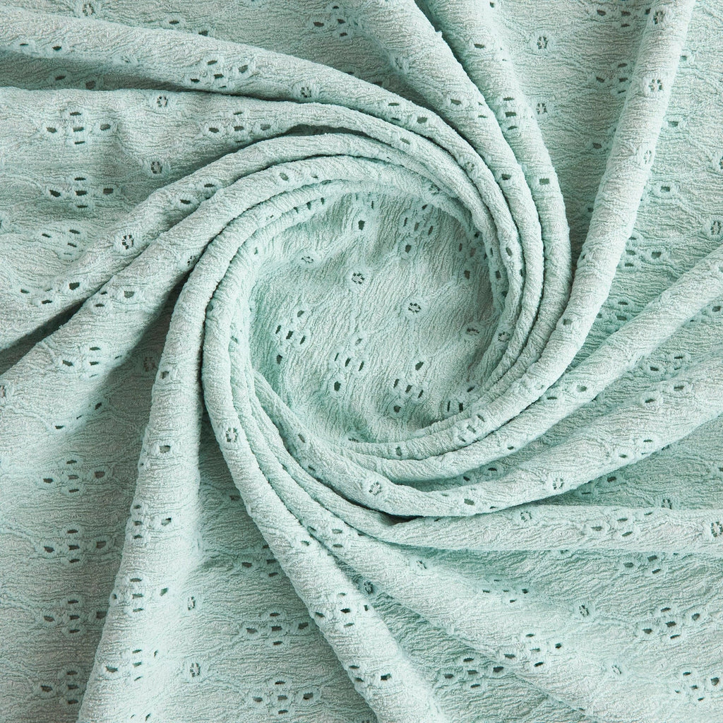 RACHEL STRETCH EYELET KNIT  | 26225 PERFECT SAGE - Zelouf Fabrics