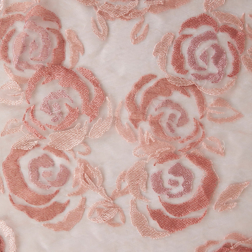 BLUSH COMBO | 26375 - ROSE EMBROIDERY LACE MESH - Zelouf Fabrics