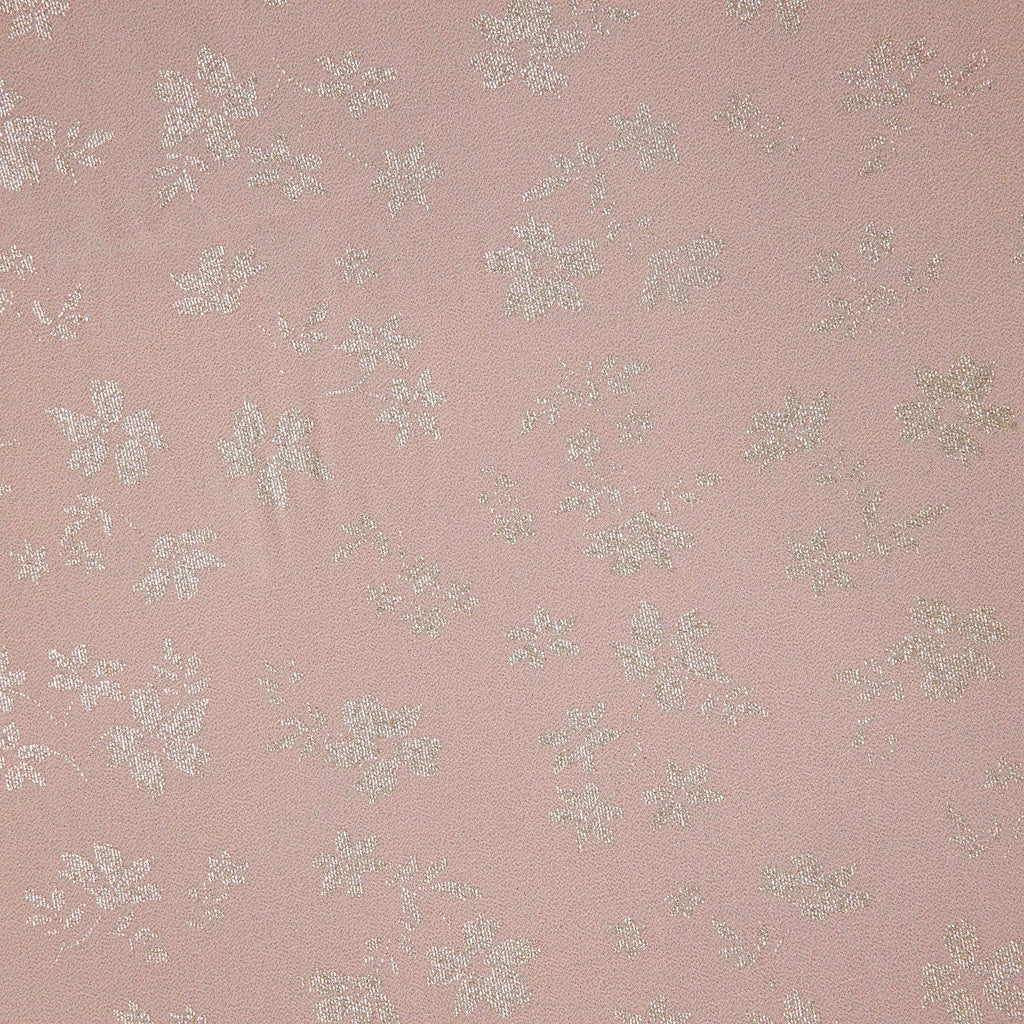 BLOSSOM/SILVER | 26418-5200 - KAYLA FOIL DITZY FLOWER CREPE CHIFFON - Zelouf Fabrics