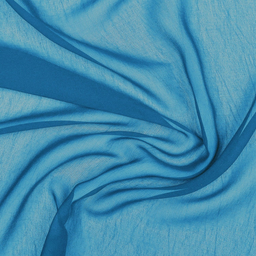 TURQUOISE | 4835-BLUE - PEARL SILK CHIFFON - Zelouf Fabrics