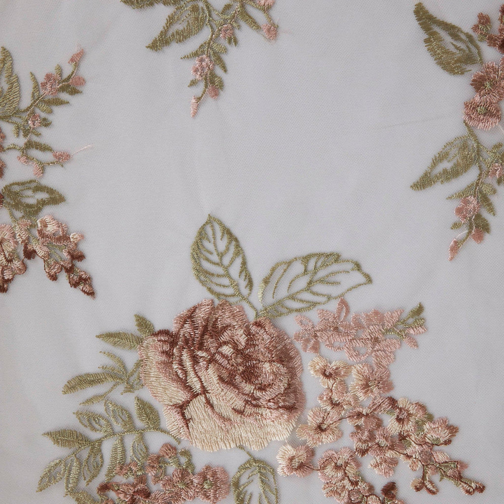 ANGELICA FLORAL EMBROIDERY MESH  | 25369-1060  - Zelouf Fabrics