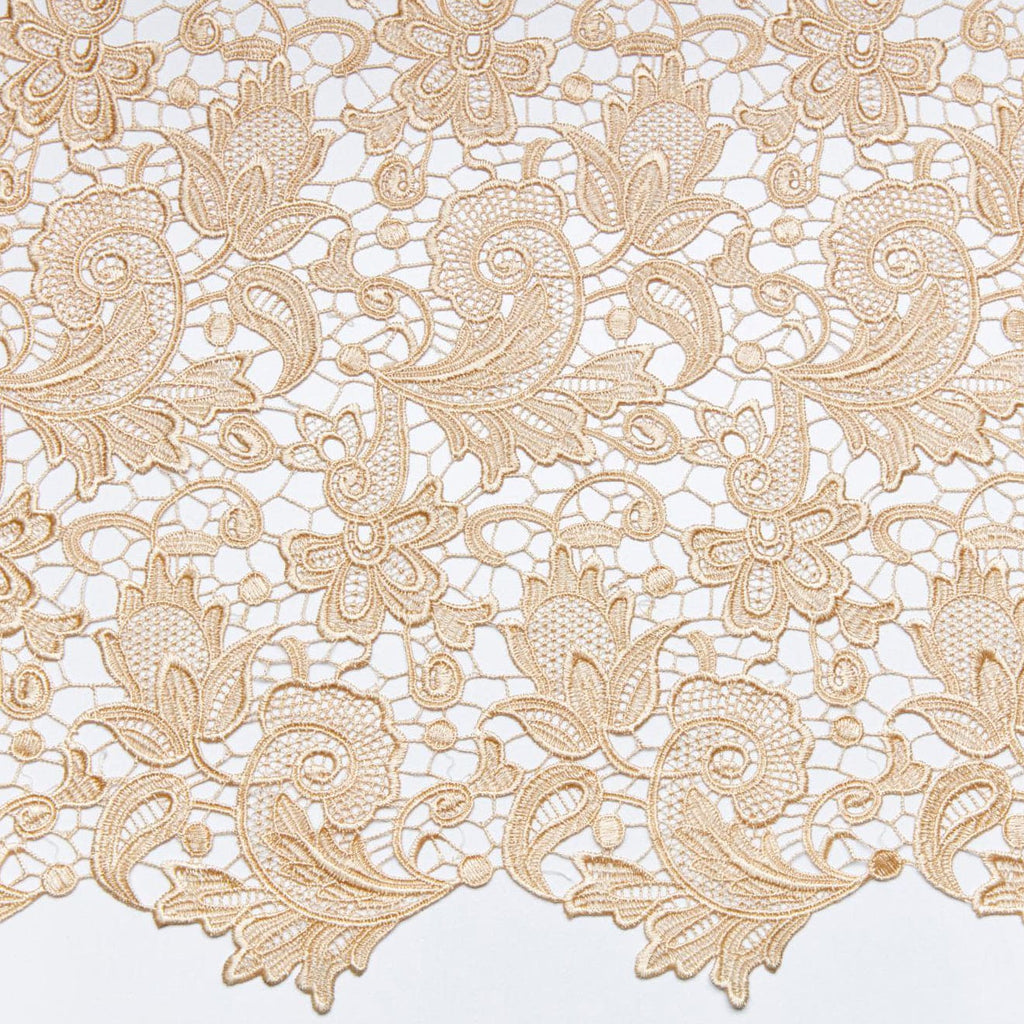 GOLD | 4897-6455 - FLORAL VENICE LACE - Zelouf Fabrics