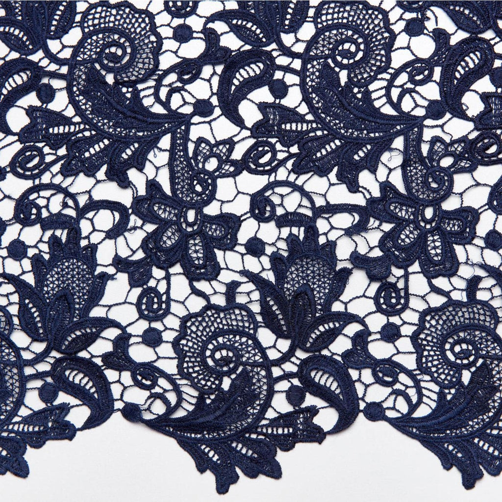 NAVY | 4897-6455 - FLORAL VENICE LACE - Zelouf Fabrics