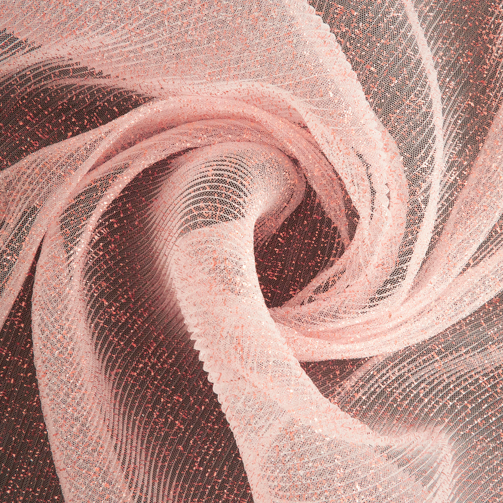 ANGELA FOIL PLEATED MESH  | 26185FOL DUSTY ROSE - Zelouf Fabrics