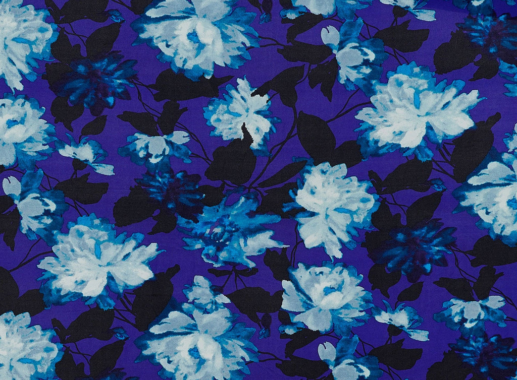 649 PURPLE/BLK | 50002-1181 - WASH FLORAL PRINT ON ITY - Zelouf Fabrics