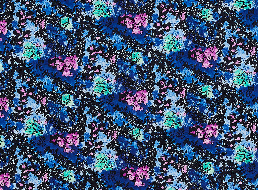 469BLUE/FUCHSIA | 50003-7900 - PRINT ON CHINESE SHANTUNG - Zelouf Fabrics