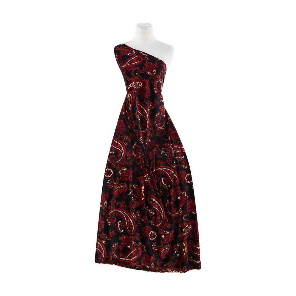 VELVET PAISLEY PRINT  | 50015-3322 935 BLACK/RED - Zelouf Fabrics