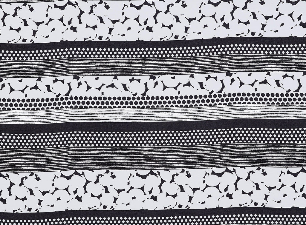 191 WHITE/BLACK | 50036-3268 - CREPE RETRO STRIPE PRINT - Zelouf Fabrics