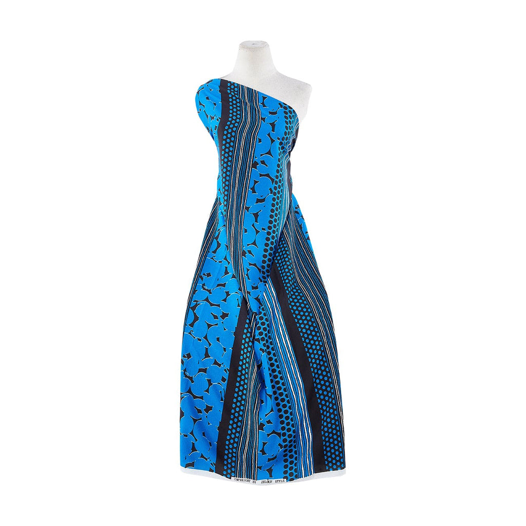 491 BLUE/BLACK | 50036-3268 - CREPE RETRO STRIPE PRINT - Zelouf Fabrics