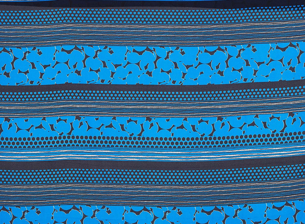 491 BLUE/BLACK | 50036-3268 - CREPE RETRO STRIPE PRINT - Zelouf Fabrics