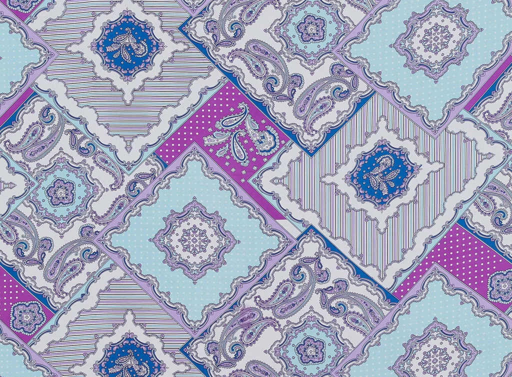 PAISLEY PATCH ON POLYESTER CARNIVAL DULL SATIN  | 50048-3265  - Zelouf Fabrics