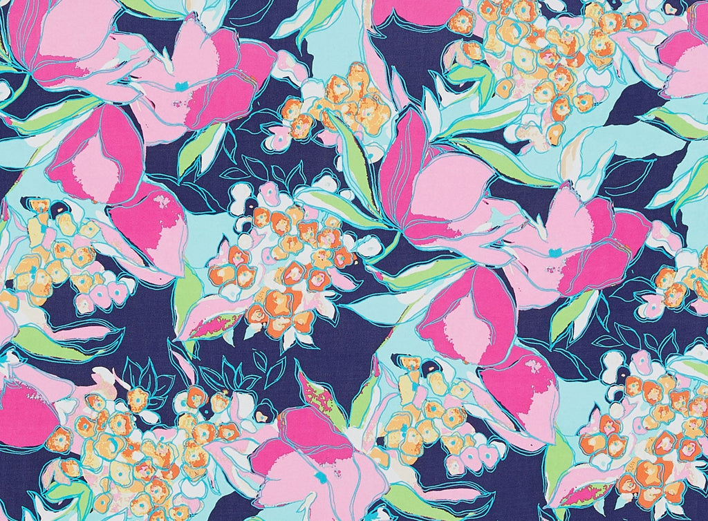 443 NAVY/PINK | 50063-1181 - TROPICAL HORIZON ON ITY - Zelouf Fabrics