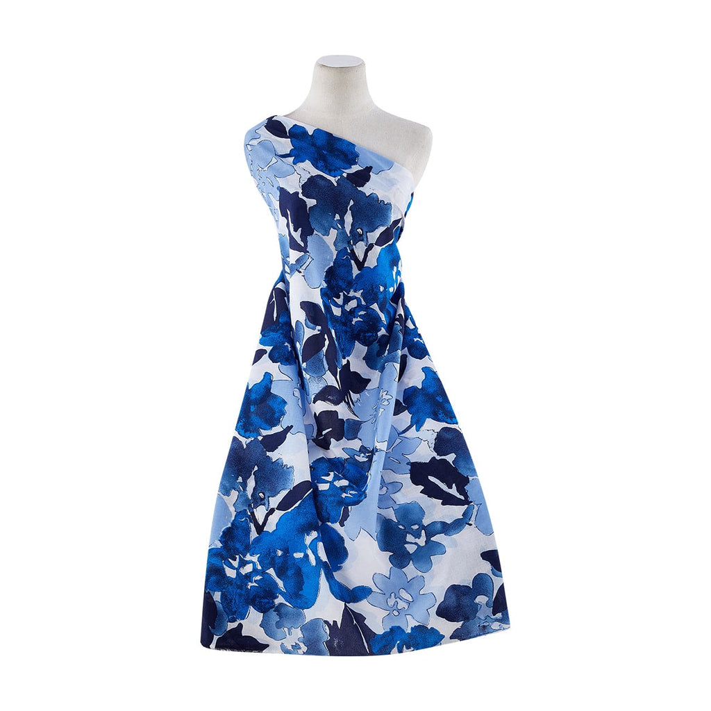 144 WHITE/BLUE | 50101-5554 - SHADOW FLOWER ON LAWN - Zelouf Fabrics