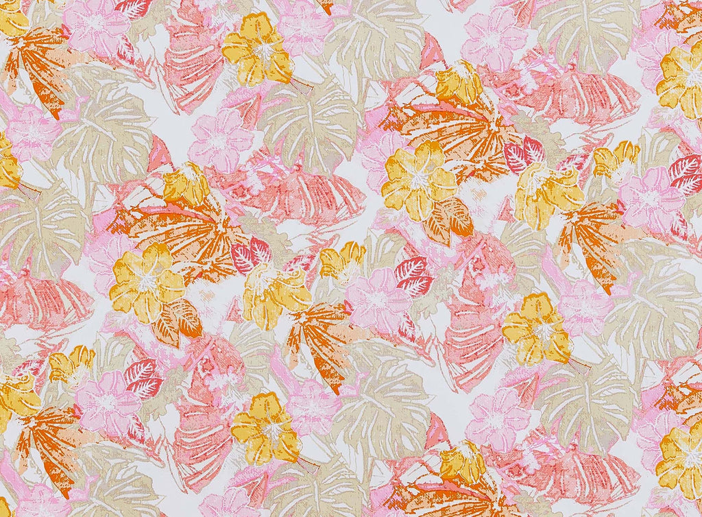 238 CORAL/PINK | 50121-5558 - SUMMER TROPICAL ON STRETCH SATEEN - Zelouf Fabrics