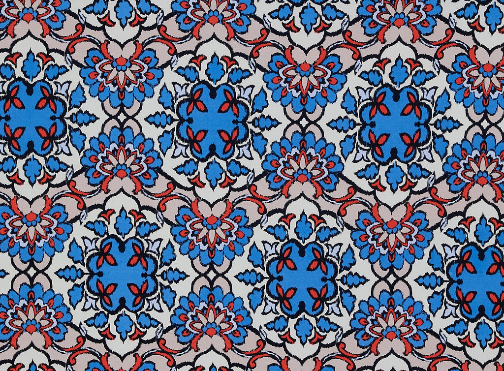124 PUTTY/BLUE | 50125-1181 - SPANISH TILE ON ITY - Zelouf Fabrics