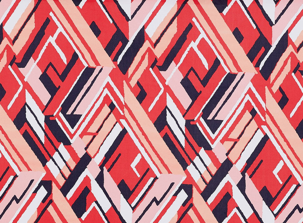 ABSTRACT CHEVRON ON ITY  | 50346-1181 433 INK/CORAL - Zelouf Fabrics