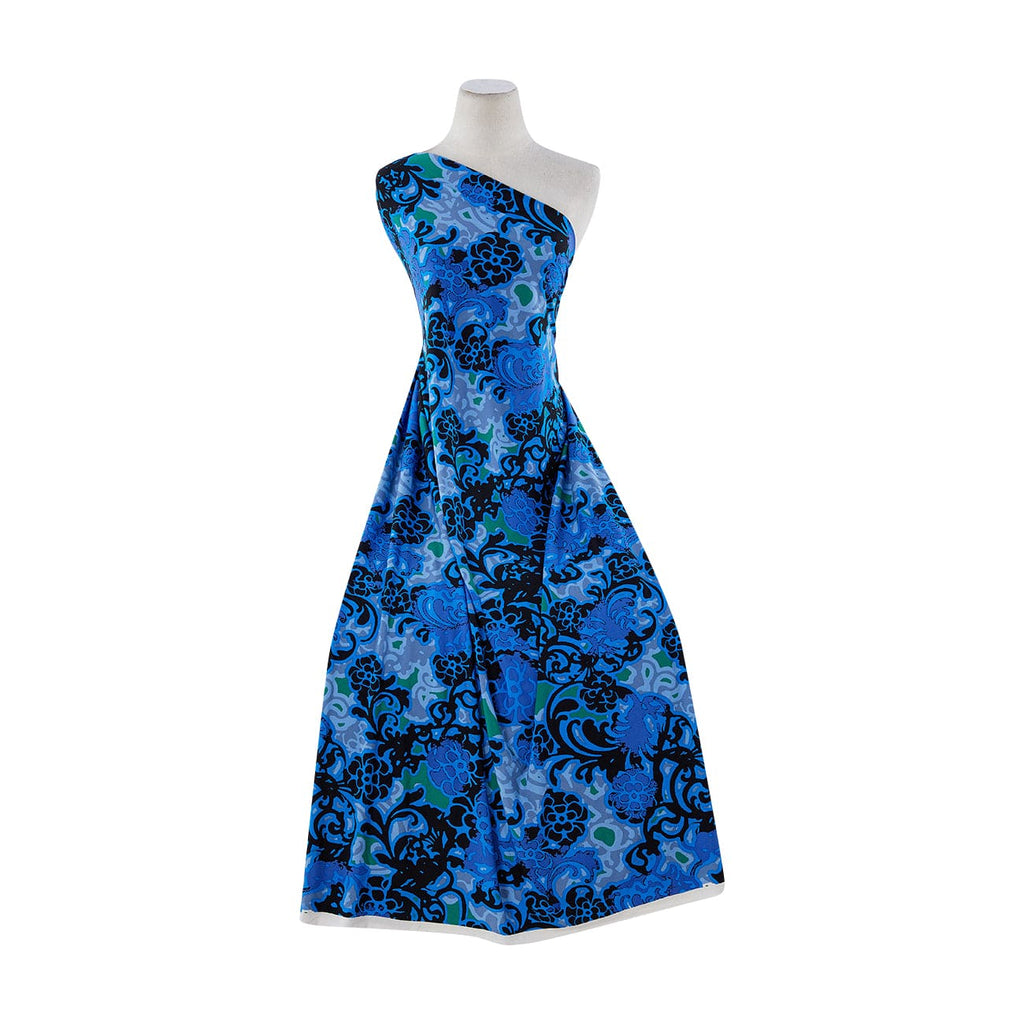 449 BLUE/BLACK | 50475-1181 - MOD SQUAD FLORAL ON ITY - Zelouf Fabrics