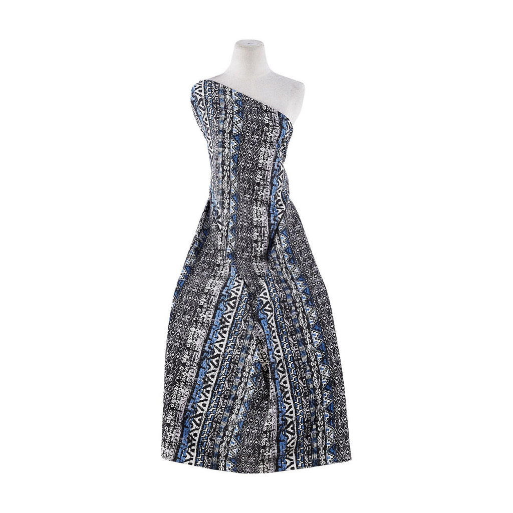 409 GREY/BLUE | 50532-7268 - AZTEC BORDER ON HEAVY CDC - Zelouf Fabrics