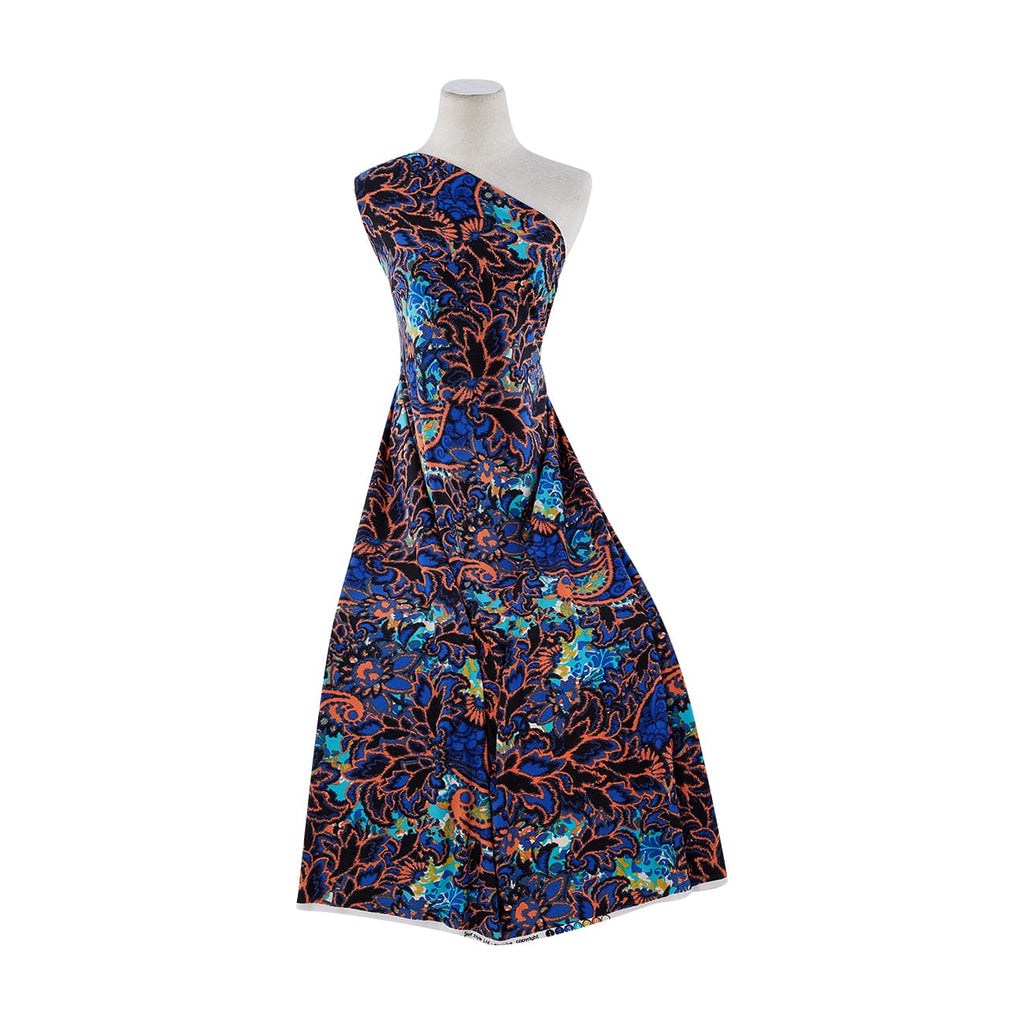 PAISLEY IKATT ON ITY  | 50549-1181 489 BLUE/ORANGE - Zelouf Fabrics