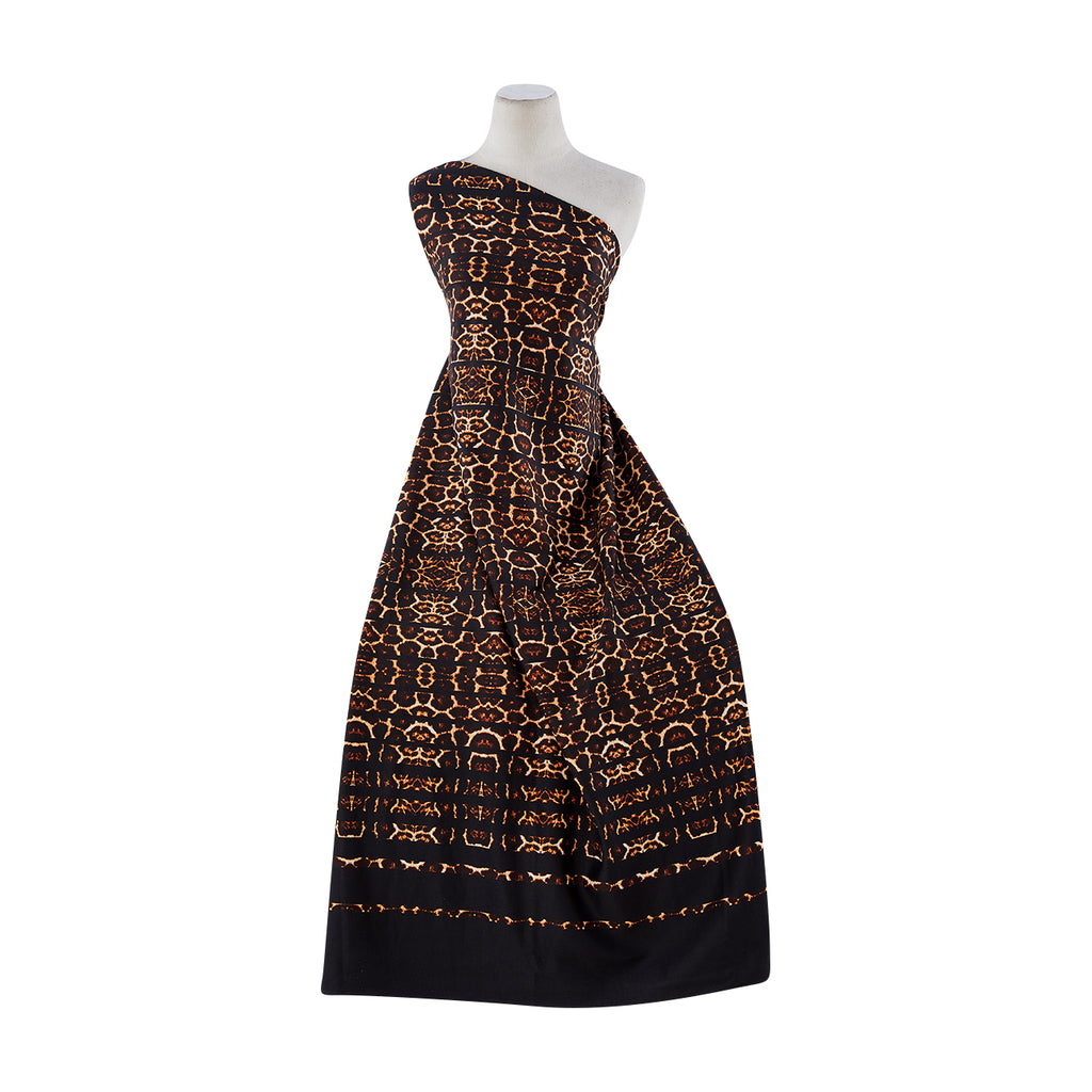 SKIN STRIPE DOUBLE BORDER ON SCUBA  | 50812-5631 229 TAN/BLACK - Zelouf Fabrics