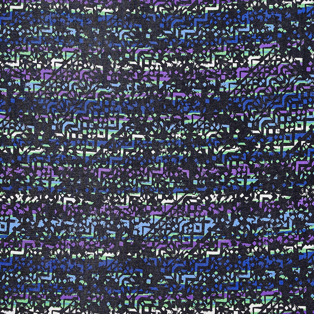 947 BLACK/BLUE | 50827-3381 - ZS1409G PRINT ASPEN KNIT - Zelouf Fabrics