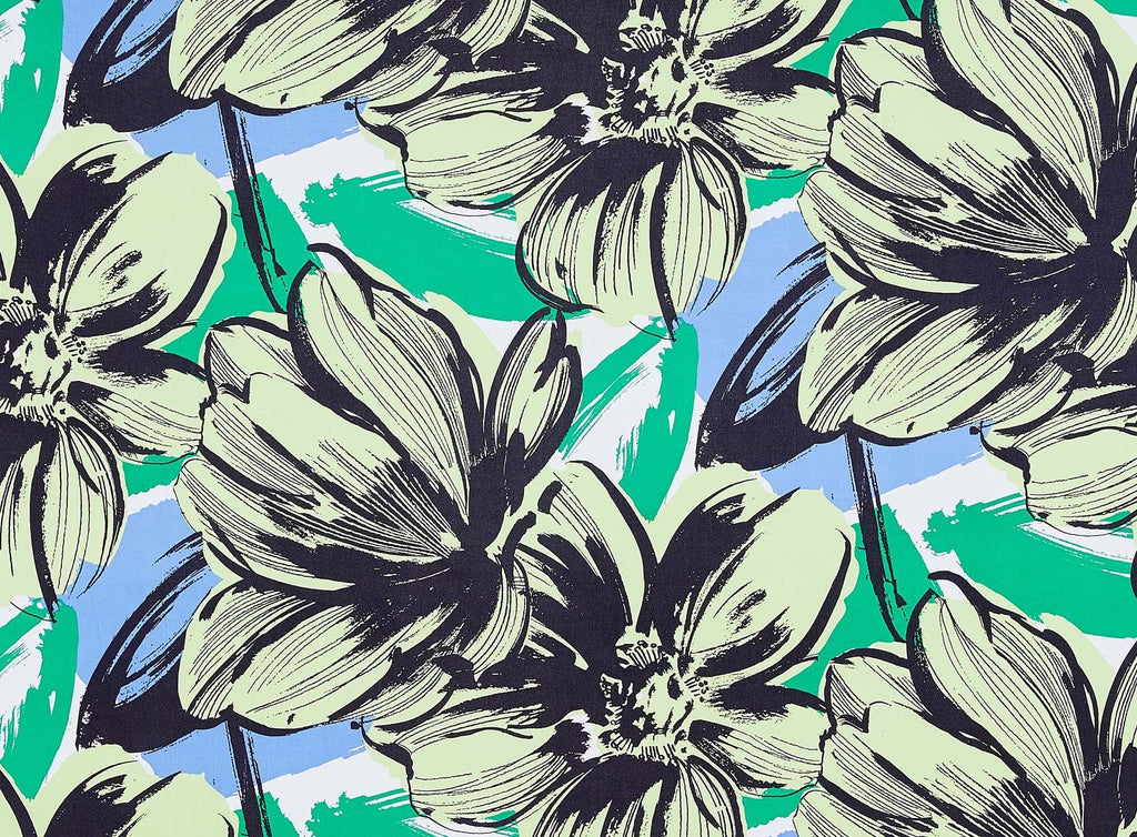 474 BLUE/GREEN | 50900-1181 - GIGNATIC FLOWER ON ITY - Zelouf Fabrics