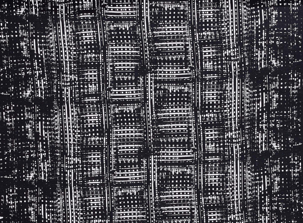 199WHITE/BLACK | 51215-1181 - GEO DOUBLE BORDER ON ITY - Zelouf Fabrics