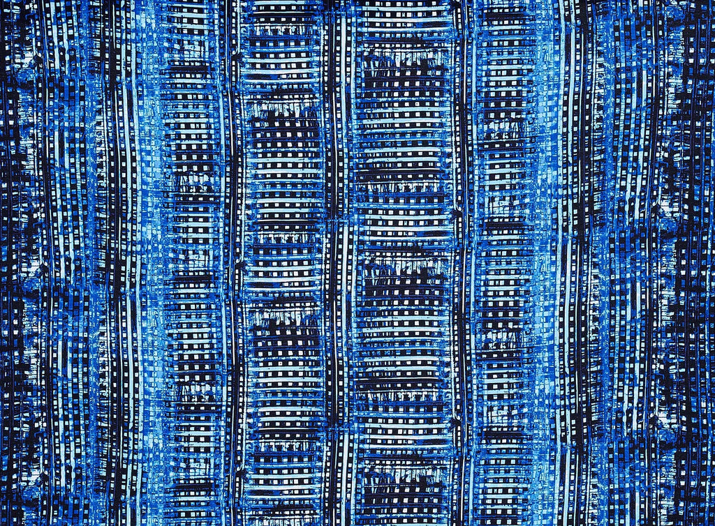 449ROYAL/BLACK | 51215-1181 - GEO DOUBLE BORDER ON ITY - Zelouf Fabrics